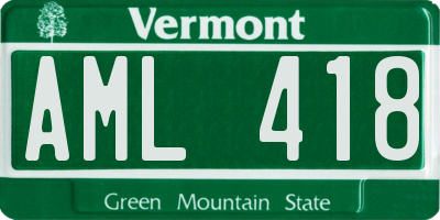VT license plate AML418