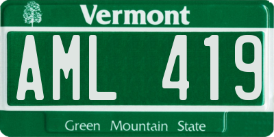 VT license plate AML419