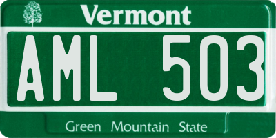 VT license plate AML503