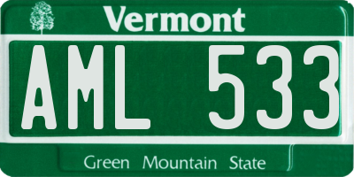 VT license plate AML533