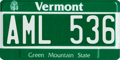 VT license plate AML536