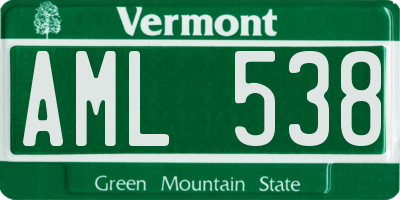 VT license plate AML538