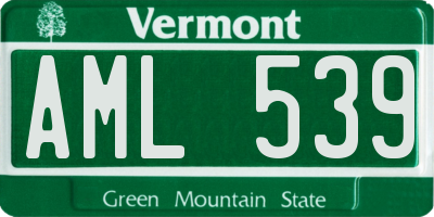 VT license plate AML539