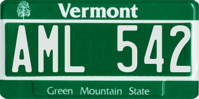 VT license plate AML542