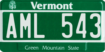 VT license plate AML543