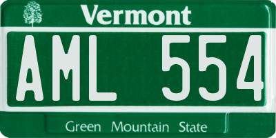 VT license plate AML554