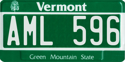 VT license plate AML596