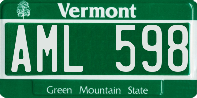 VT license plate AML598