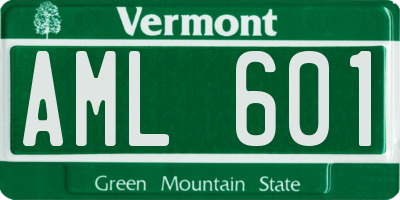 VT license plate AML601