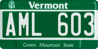 VT license plate AML603