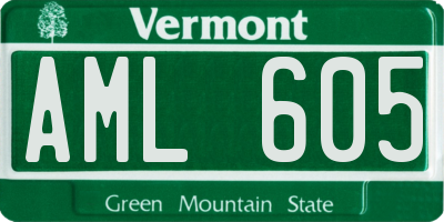 VT license plate AML605
