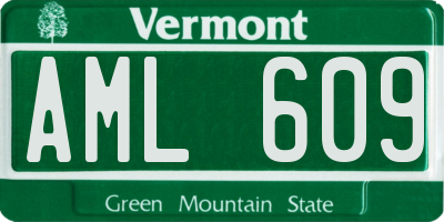 VT license plate AML609