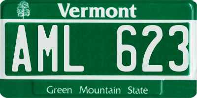 VT license plate AML623