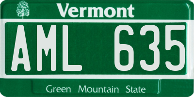 VT license plate AML635