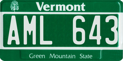 VT license plate AML643