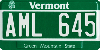 VT license plate AML645