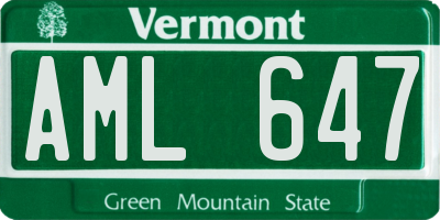 VT license plate AML647