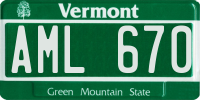 VT license plate AML670