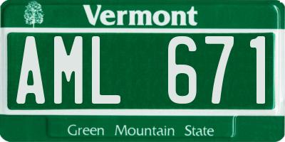 VT license plate AML671