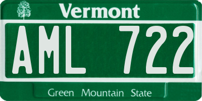 VT license plate AML722