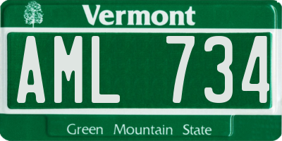 VT license plate AML734