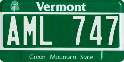 VT license plate AML747