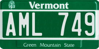 VT license plate AML749