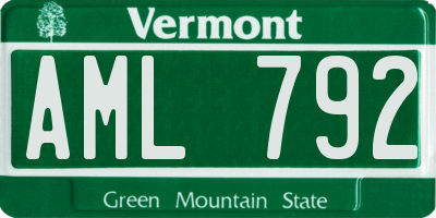 VT license plate AML792