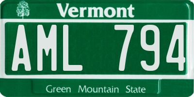 VT license plate AML794