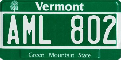VT license plate AML802