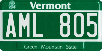 VT license plate AML805