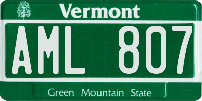 VT license plate AML807