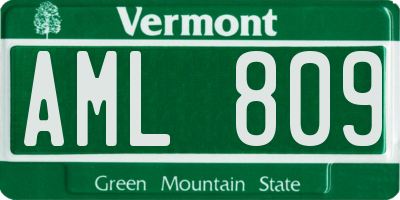 VT license plate AML809