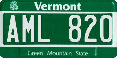 VT license plate AML820