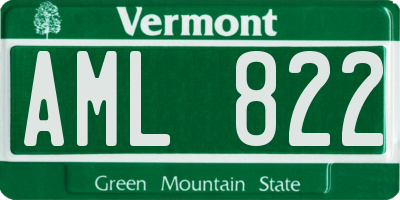 VT license plate AML822