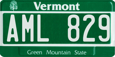 VT license plate AML829