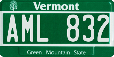 VT license plate AML832