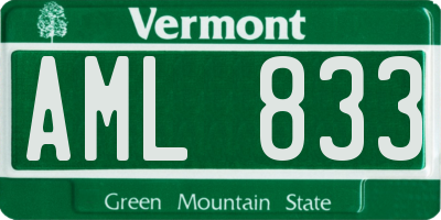 VT license plate AML833