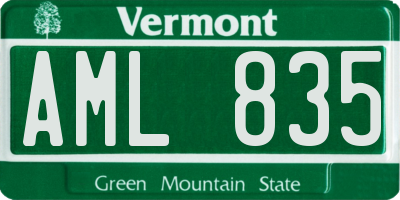 VT license plate AML835