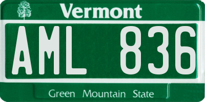 VT license plate AML836