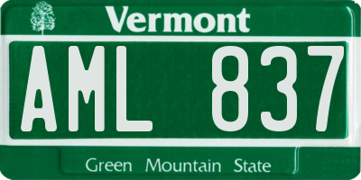 VT license plate AML837