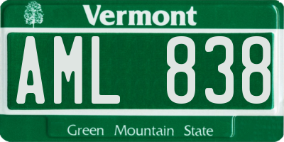 VT license plate AML838