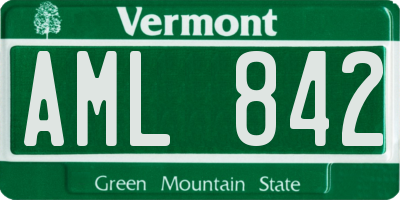 VT license plate AML842
