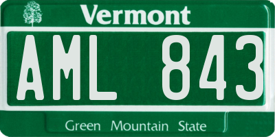 VT license plate AML843