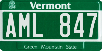 VT license plate AML847