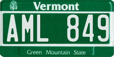 VT license plate AML849
