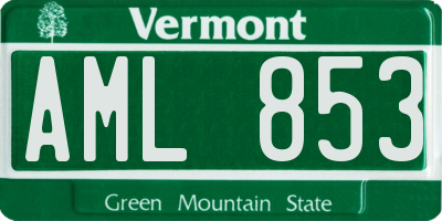 VT license plate AML853