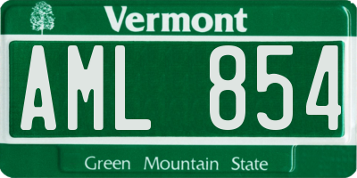 VT license plate AML854