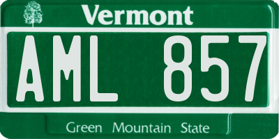 VT license plate AML857