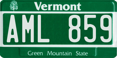 VT license plate AML859